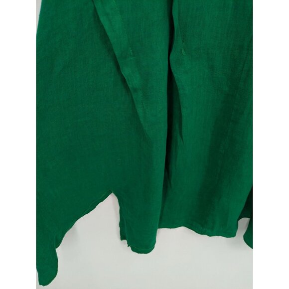 Midi 100% Linen Ruffle Dress Women Size 38 Minimalist Resort Flowy Relaxed Boho - Picture 9 of 10